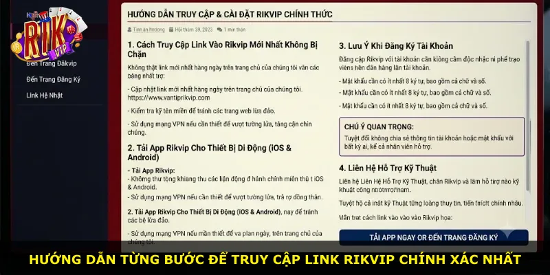 Hướng dẫn từng bước để truy cập link Rikvip chính xác nhất