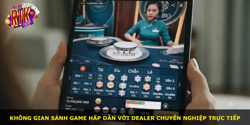 Không gian sảnh game hấp dẫn với dealer chuyên nghiệp trực tiếp