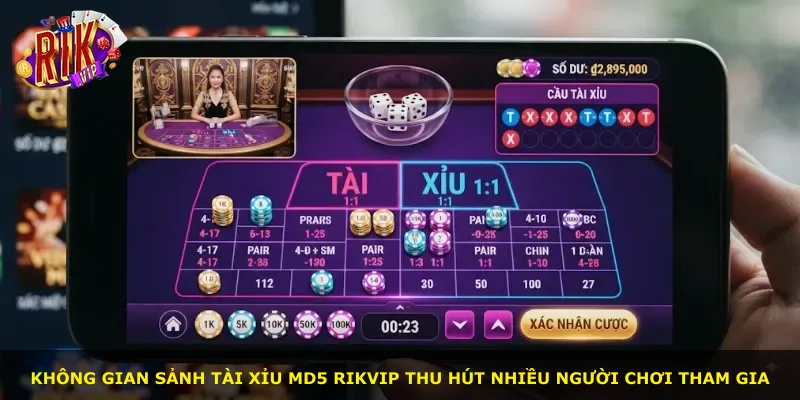 Không gian sảnh Tài xỉu MD5 Rikvip thu hút nhiều người chơi tham gia