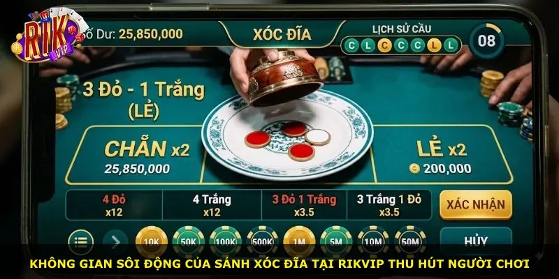 Không gian sôi động của sảnh xóc đĩa tại Rikvip thu hút người chơi
