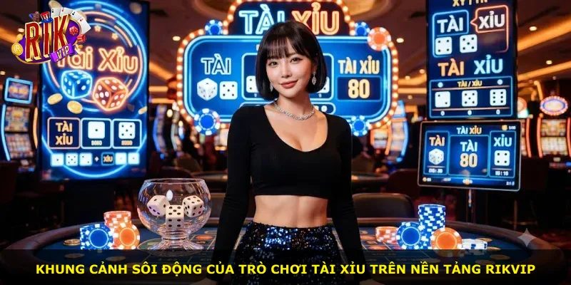 Khung cảnh sôi động của trò chơi tài xỉu trên nền tảng Rikvip