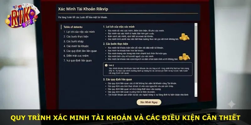 Quy trình xác minh tài khoản và các điều kiện cần thiết