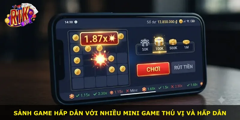 Sảnh game hấp dẫn với nhiều mini game thú vị và hấp dẫn