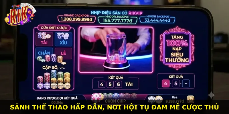 Sảnh thể thao hấp dẫn, nơi hội tụ đam mê cược thủ